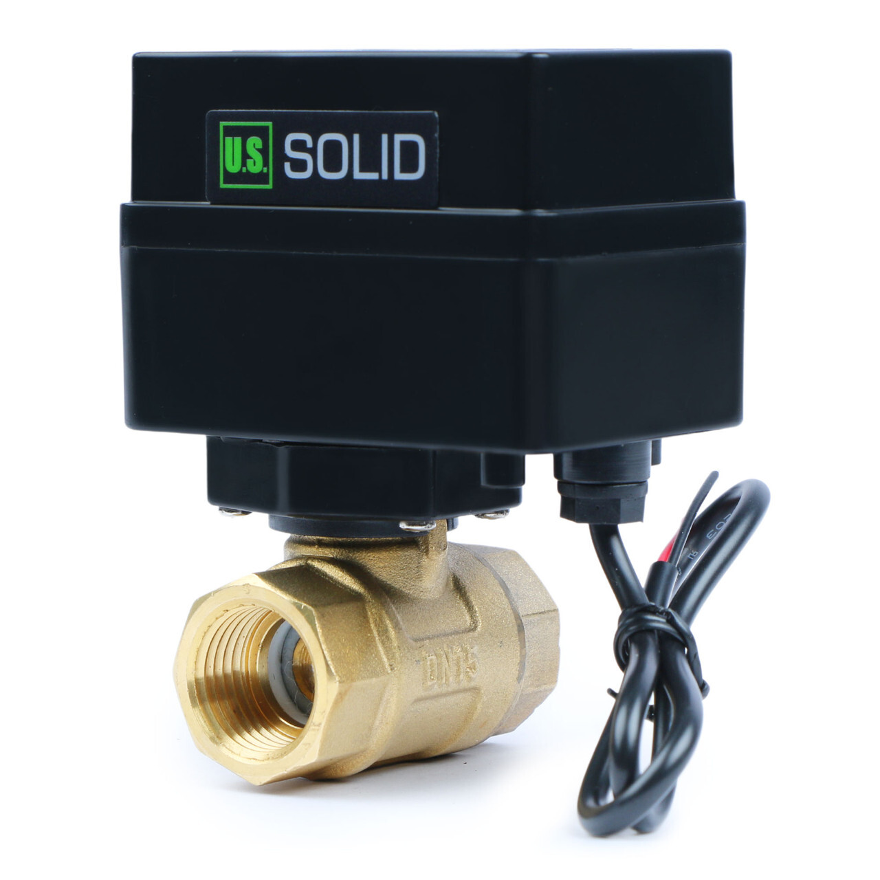 U.S. Solid Motorized Ball Valve with Indicator Lights 1/2 in Brass 9-36V N/C