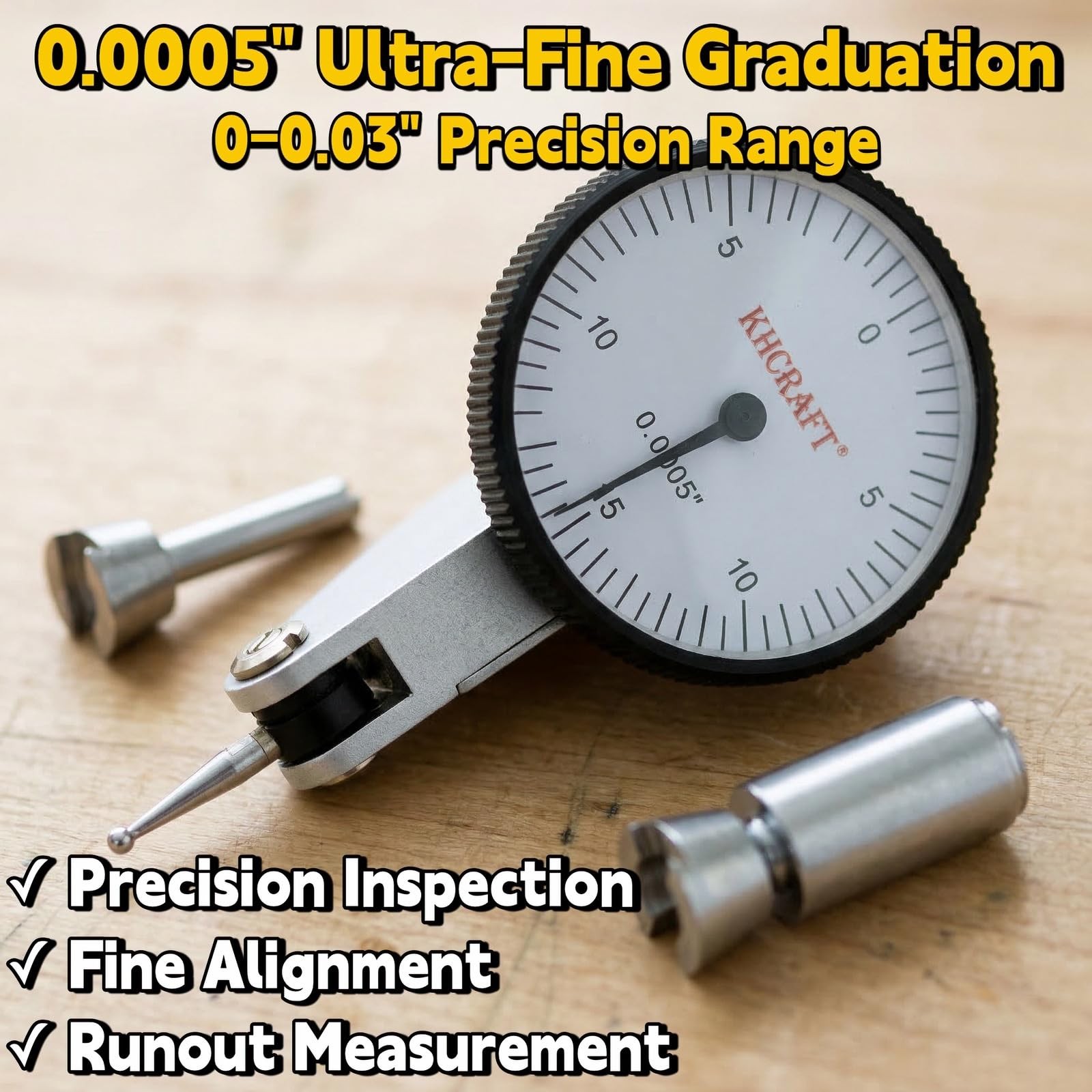 Professional Dial Test Indicator 00.03×0.0005 Inch Steel Hardened All Metal