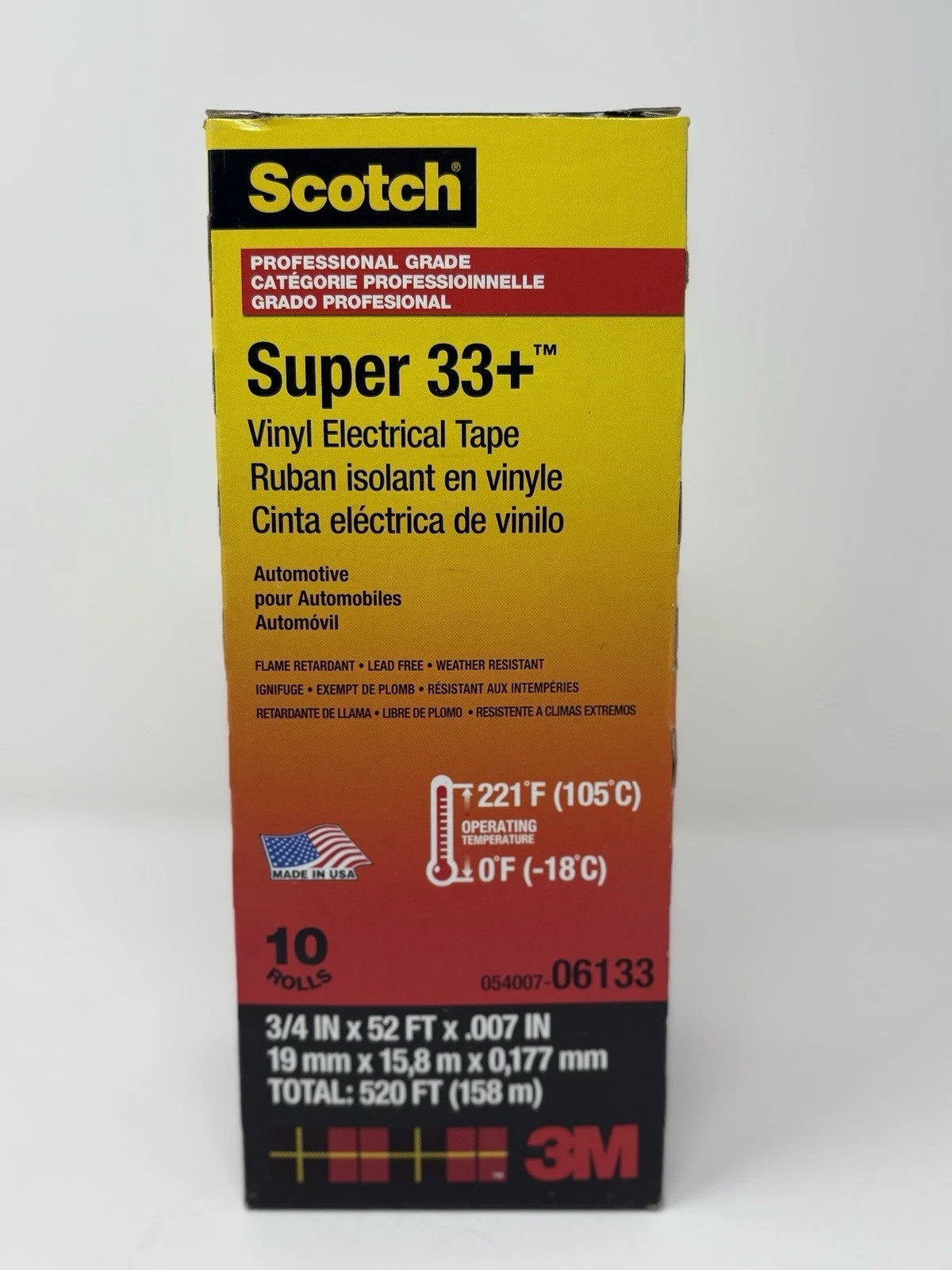 (10 PACK) 3M Scotch Super 33+ Vinyl Electrical Tape 06133 I 3/4″X 52FT