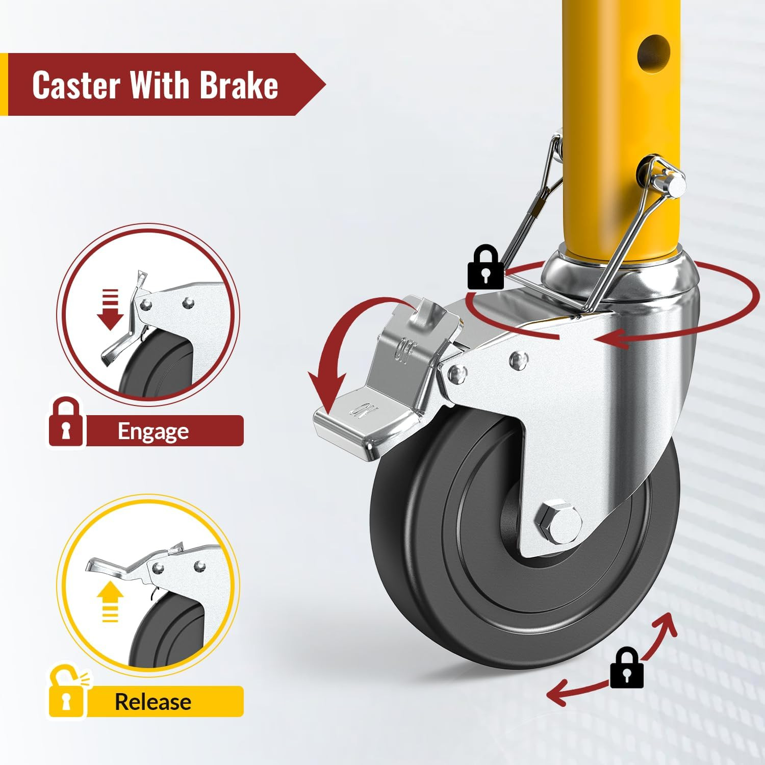 5″ Dual Locking Caster Wheels Set of 4, 1190 Lbs Capacity