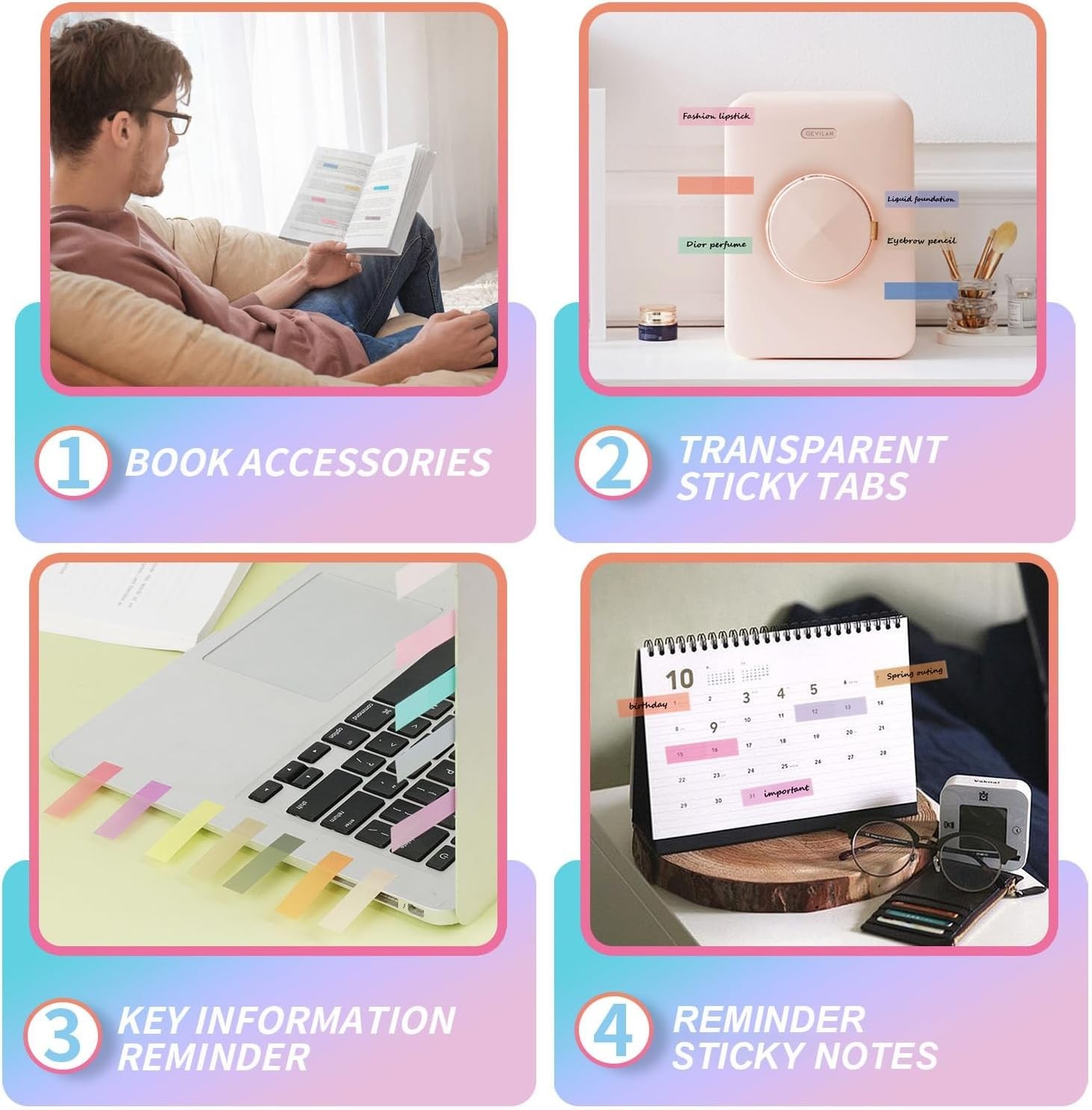 4200 Pcs Book Tabs for Annotating, Sticky Tabs Transparent Small Sticky Notes…
