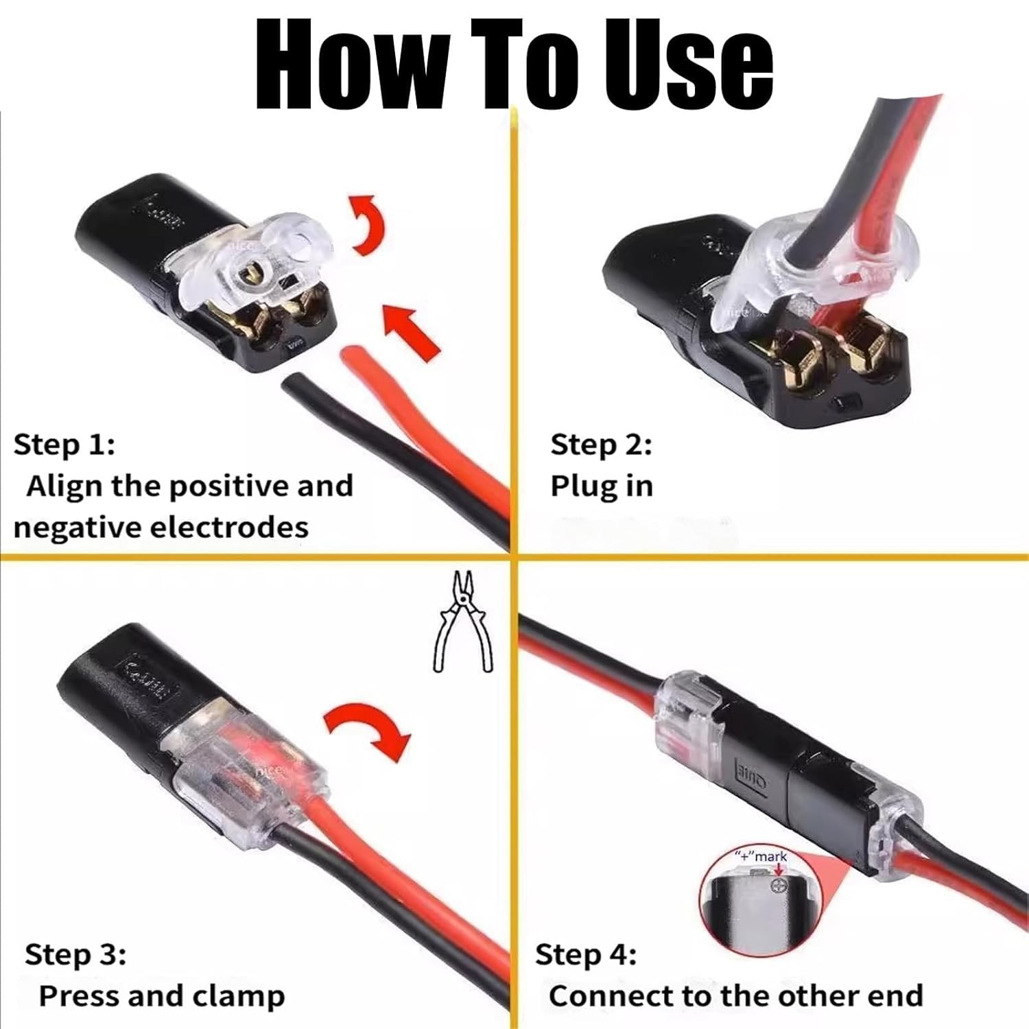 50pcs Double-Wire Plug-in Connector with Locking Buckle, Quick-Clip Fasteners US