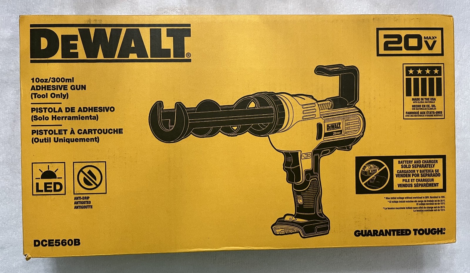 New Dewalt DCE560B 20V Max Li-ion Cordless 10oz/300ml Caulk / Adhesive Gun (NIB)