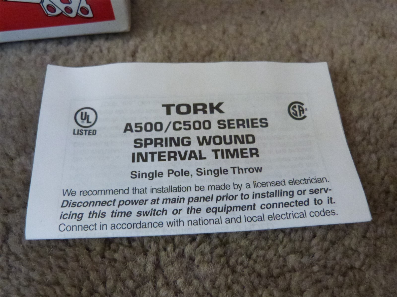 NEW TORK In-Wall Spring Wound Interval Timer A530M 0-30 MIN IVORY