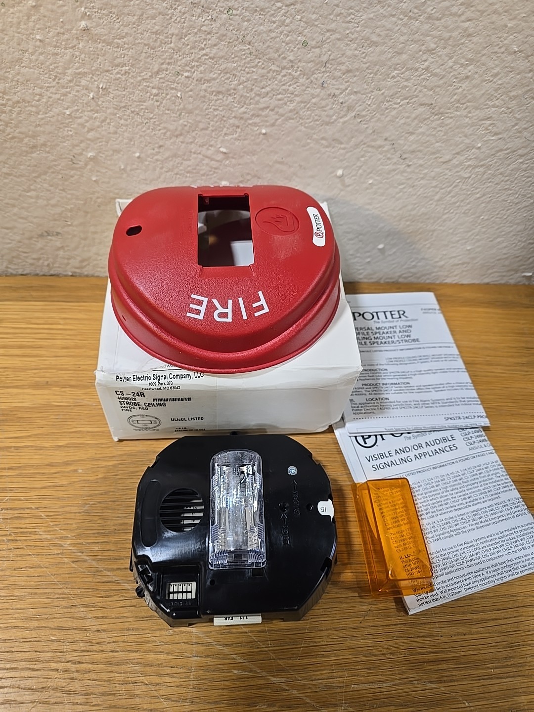 Potter CS-24R Fire Alarm Strobe Ceiling Red (NEW IN BOX) No Hardware
