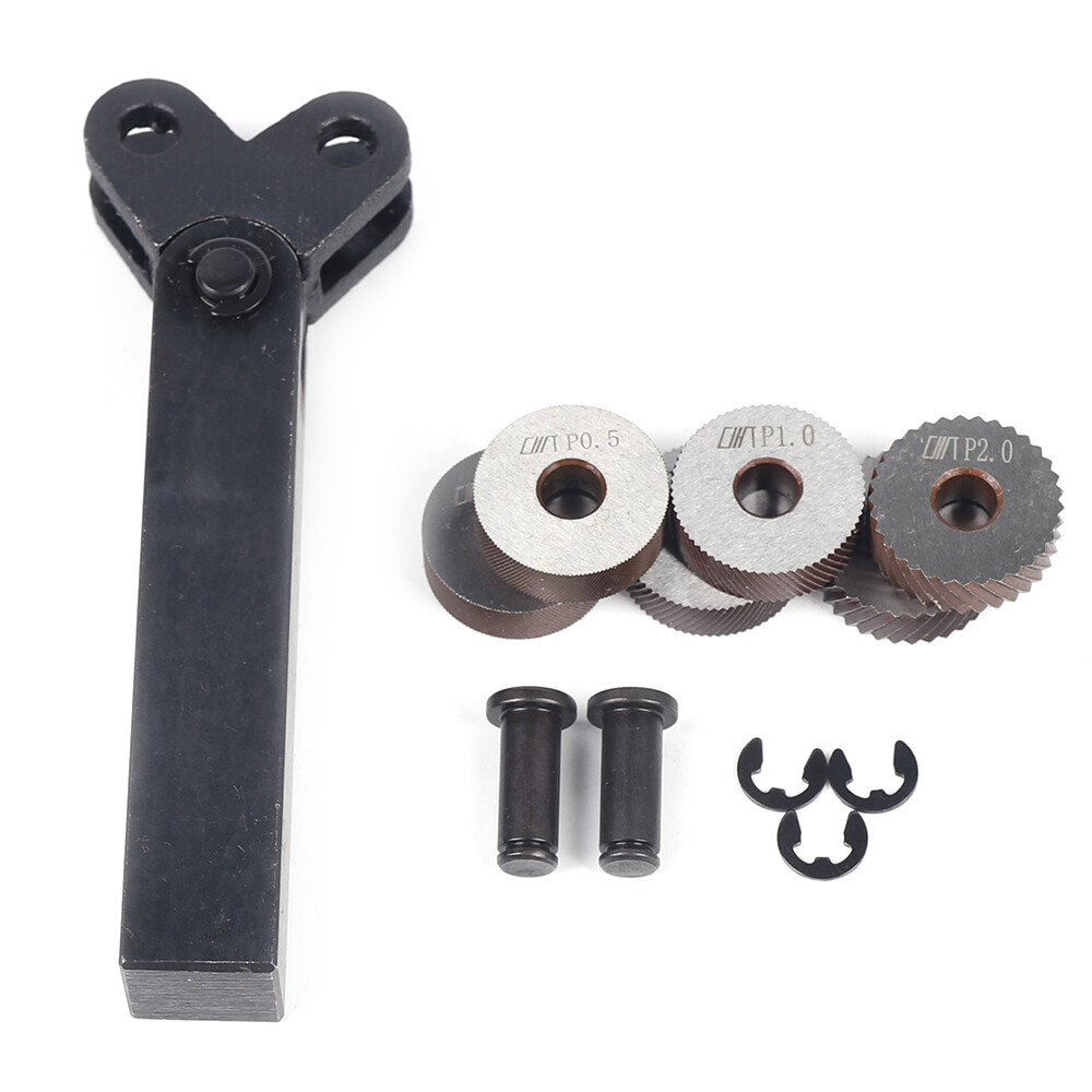 7-Piece Knurling Tool Set with 0.5/1/2mm Diagonal Wheels for Lathes