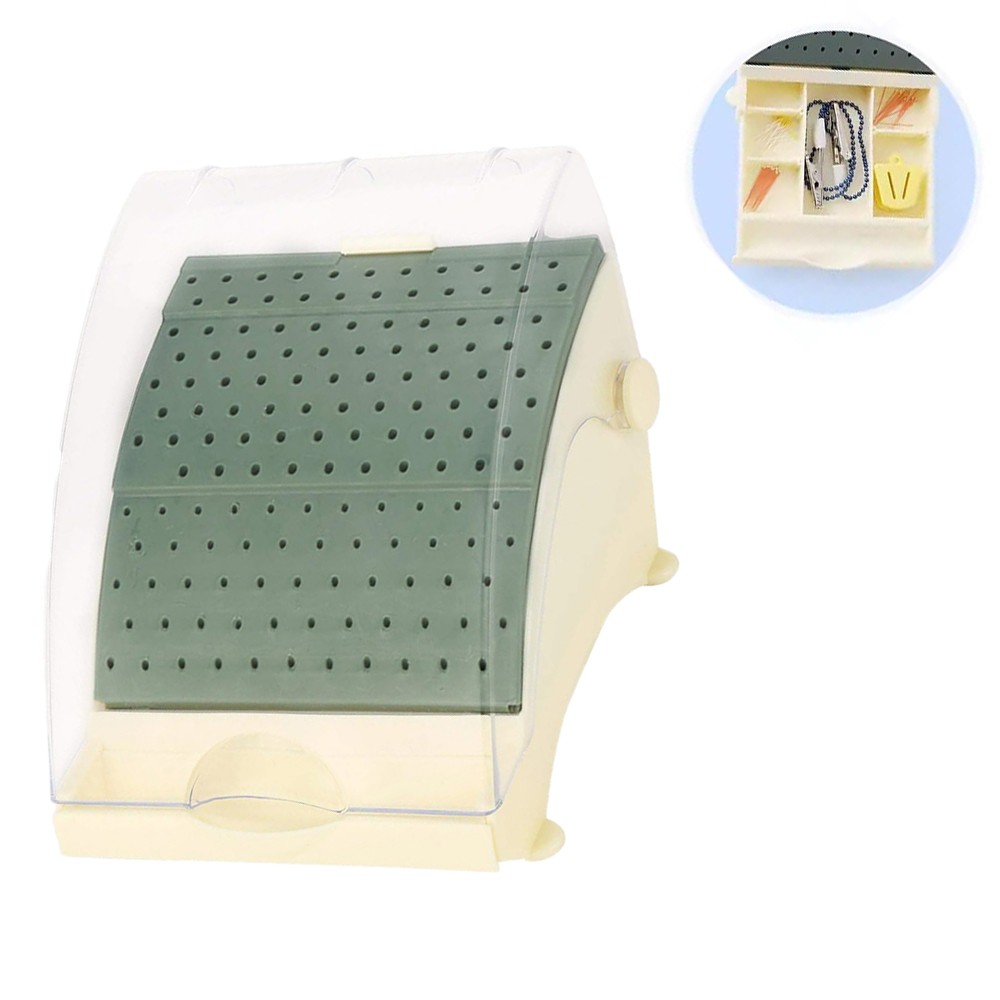 142 Holes Dental Bur Holder Disinfection Box, Bur Block Organizer with Cover NEW