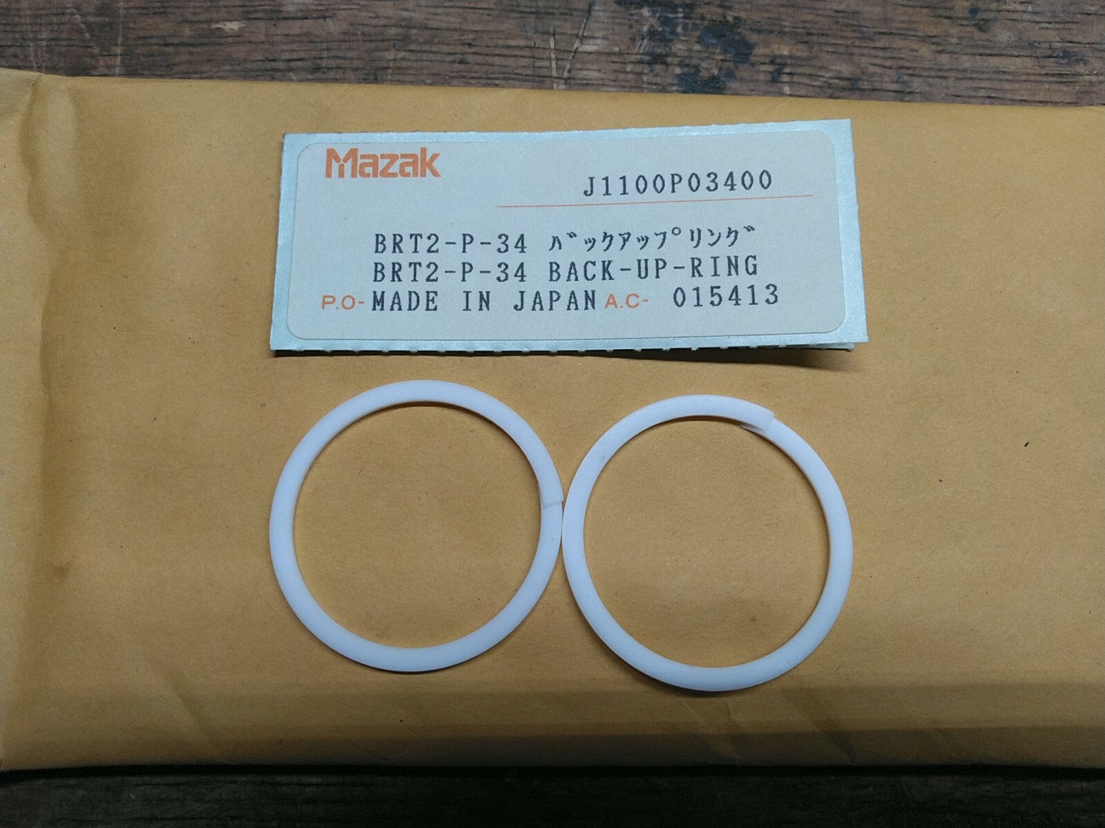 (Lot of 2) Mazak J1100P03400 Back-up Ring BRT2-P-34 34mm ID