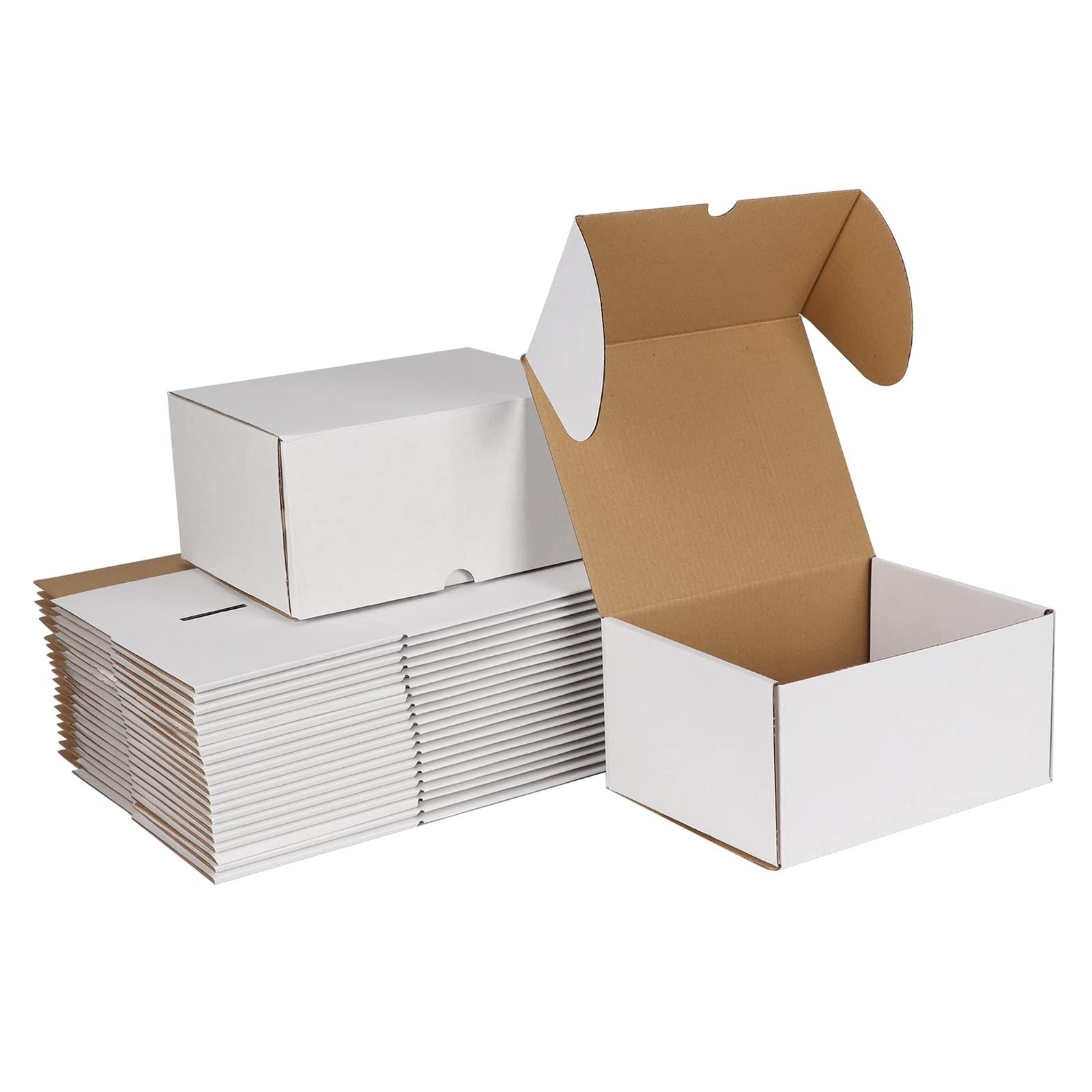 8x6x4 White Shipping Boxes Set of 25, Corrugated Cardboard Mailer Boxes for P…