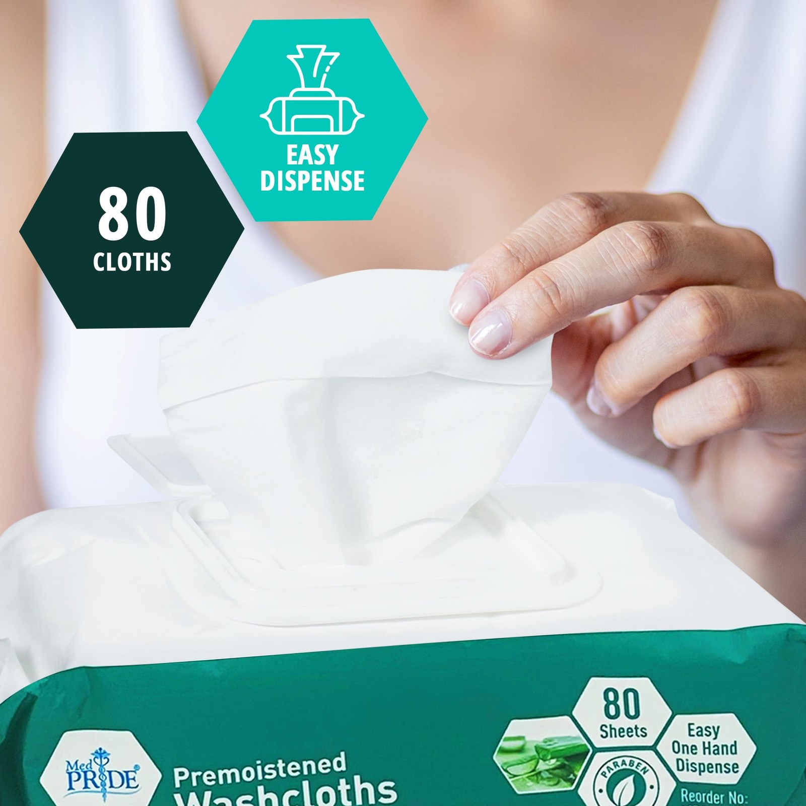 MED PRIDE Disposable XL Premoistened Washcloths 8” x 12” 80 Count (Pack of 1)