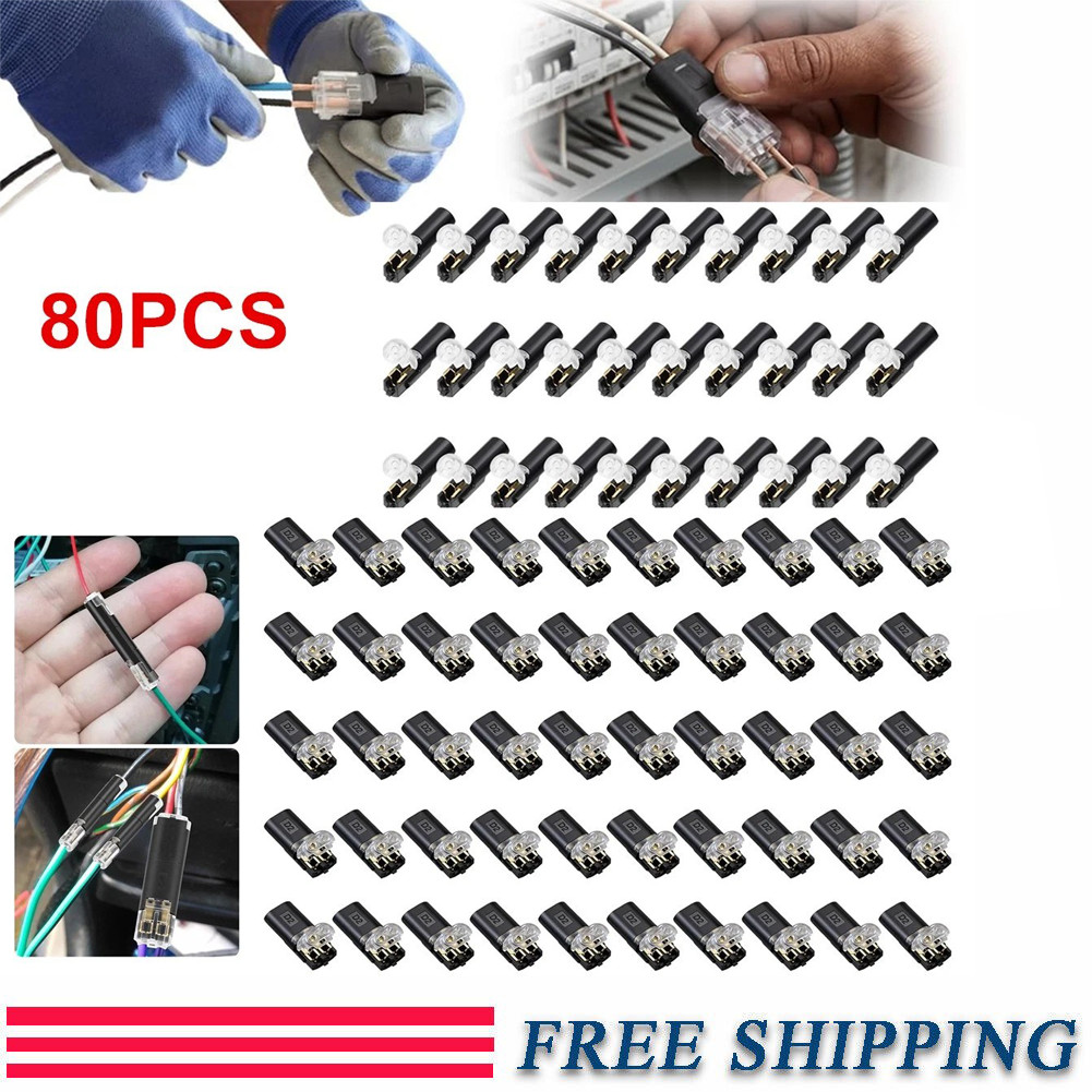 80 PCS Plug-In Quick Wire Connectors Reusable Clamp Terminal Blocks For Cables