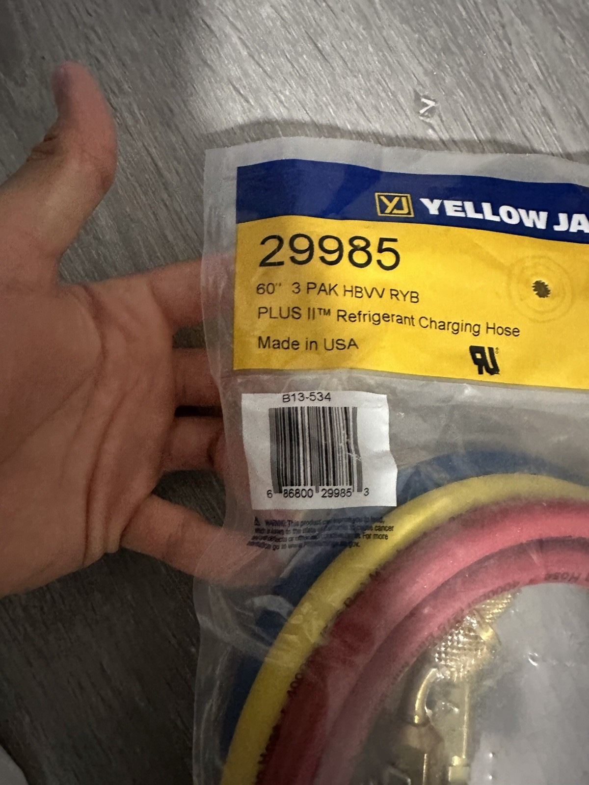 Yellow Jacket 29985 PLUS II Refrigerant Charging Hose Set 60” 3-Pack