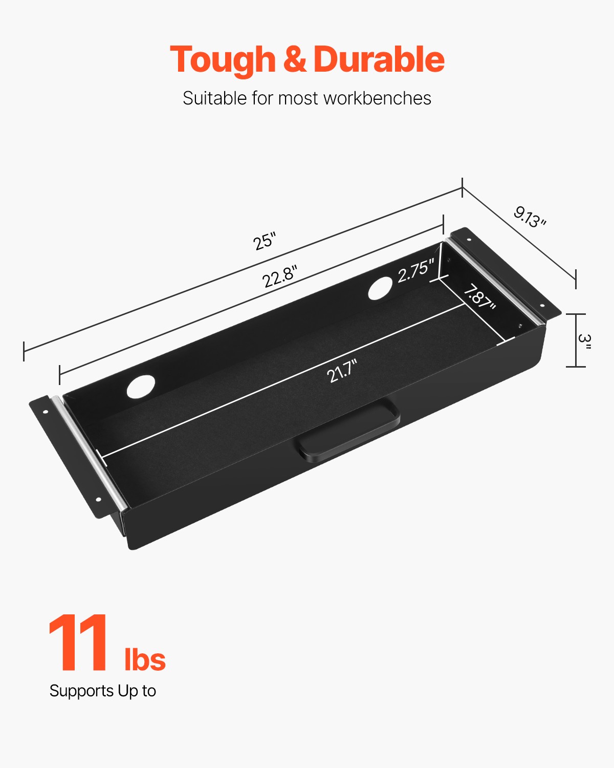 VEVOR 22 in Under Desk Drawer Organizer Slide-out Drawer Space Saver
