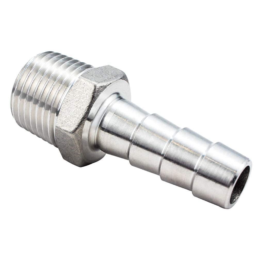 2x Stainless Steel 3/8″ Hose Barb to 1/4″ Male NPT Home Fitting Water Fuel N952