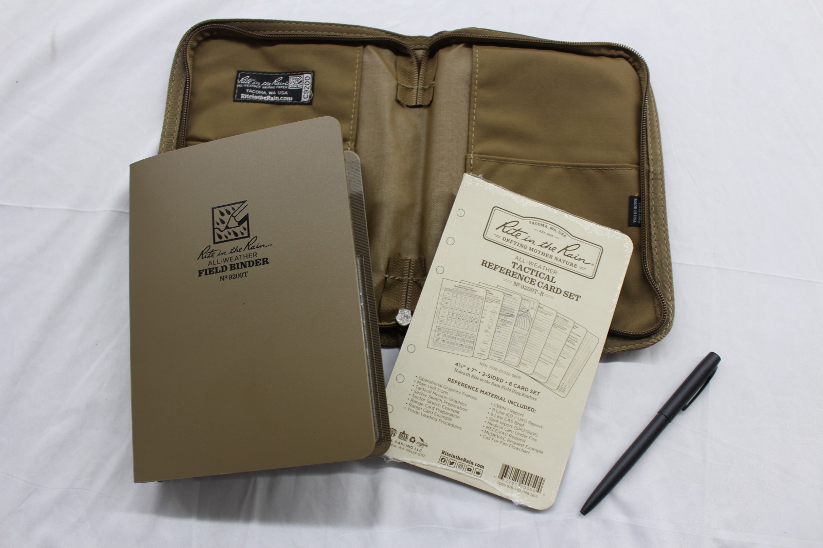 Rite in the Rain Tactical Field Ring Binder Kit NO 9200T-KIT CORDURA COVER TAN