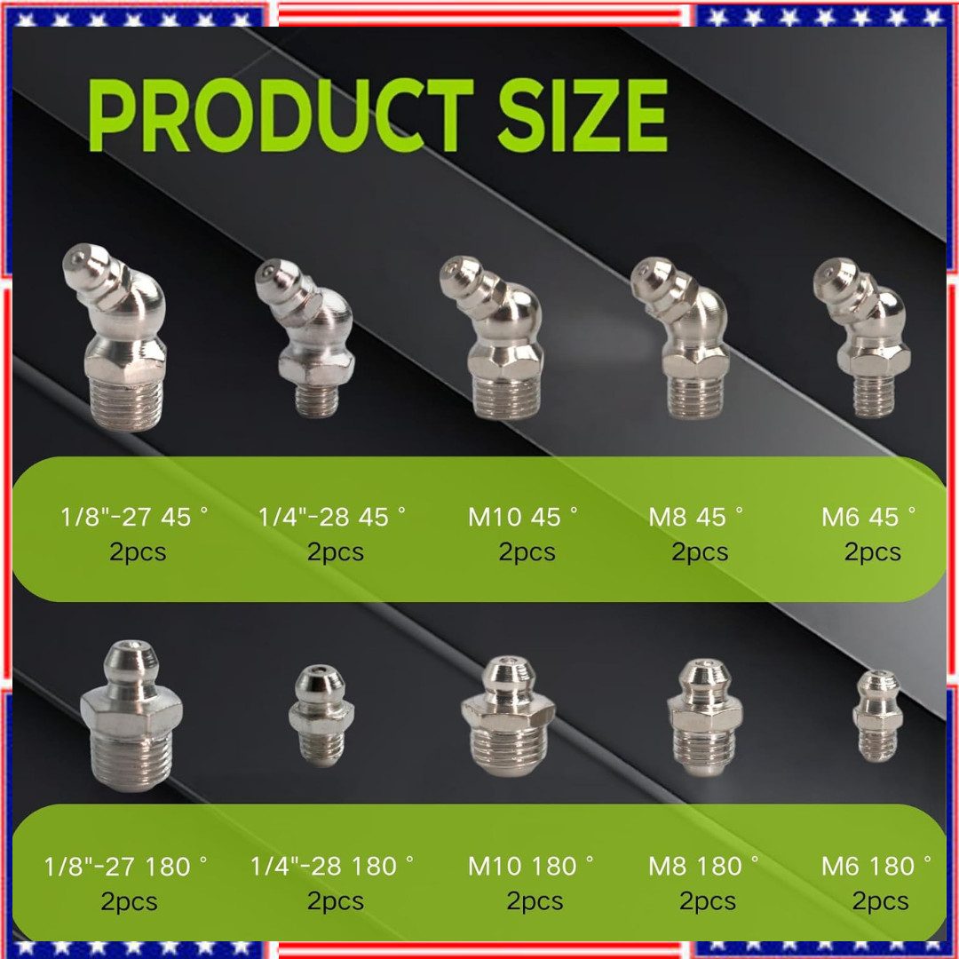 Grease Fittings 20 PCS SAE & Metric Assortment Hydraulic kit