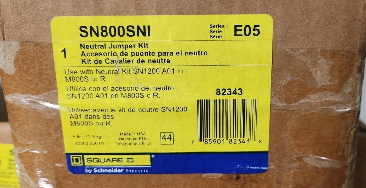 (New In Box) SQUARE D SN800SNI Neutral Jumper Kit Rated For 800 Amps