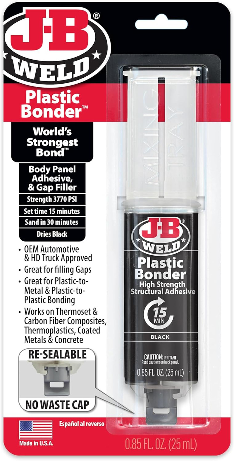 50139 Plastic Bonder Body Panel Adhesive and Gap Filler Syringe – Black – 25 Ml