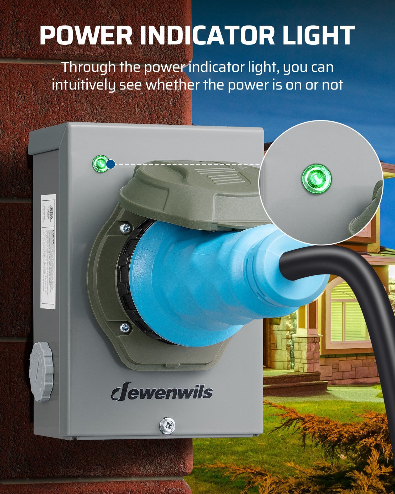 DEWENWILS 50A Generator Inlet Box, NEMA SS2-50P, ETL Listed, Weatherproof