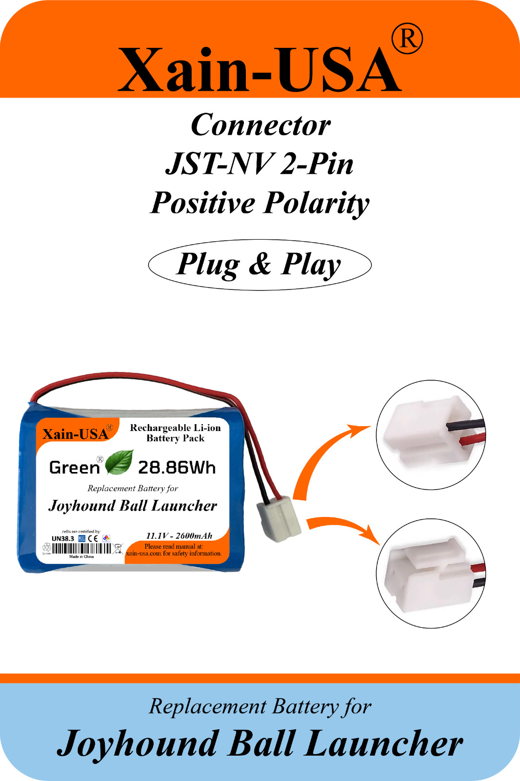 11.1V 2600mAh Replacement Battery for Joyhound Ball Launcher