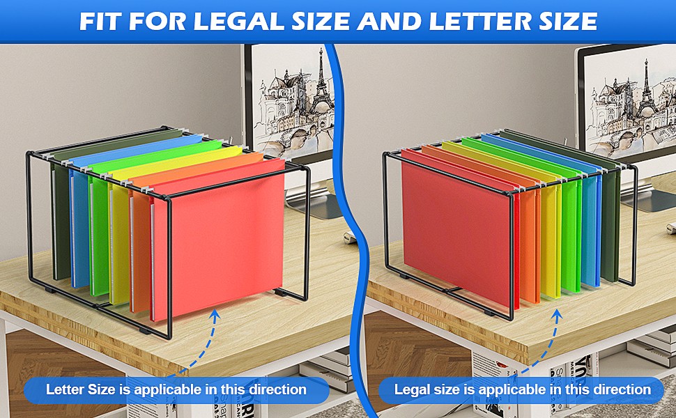 Legal/Letter Size Hanging File Folder Frame,9.45″ H Hanging Files Holder,Desk
