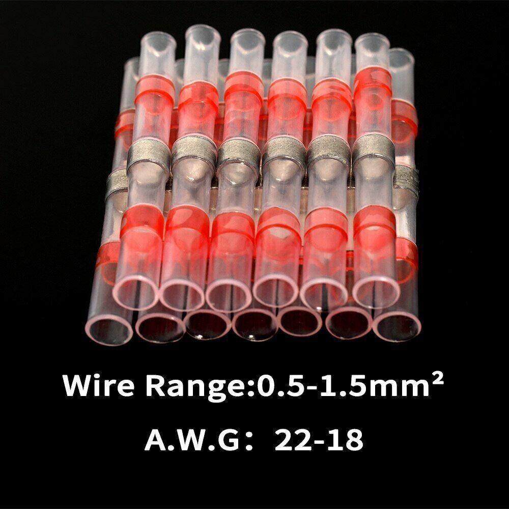 50-1000 Solder Seal Sleeve Heat Shrink Butt Wire Connectors Terminals Waterproof