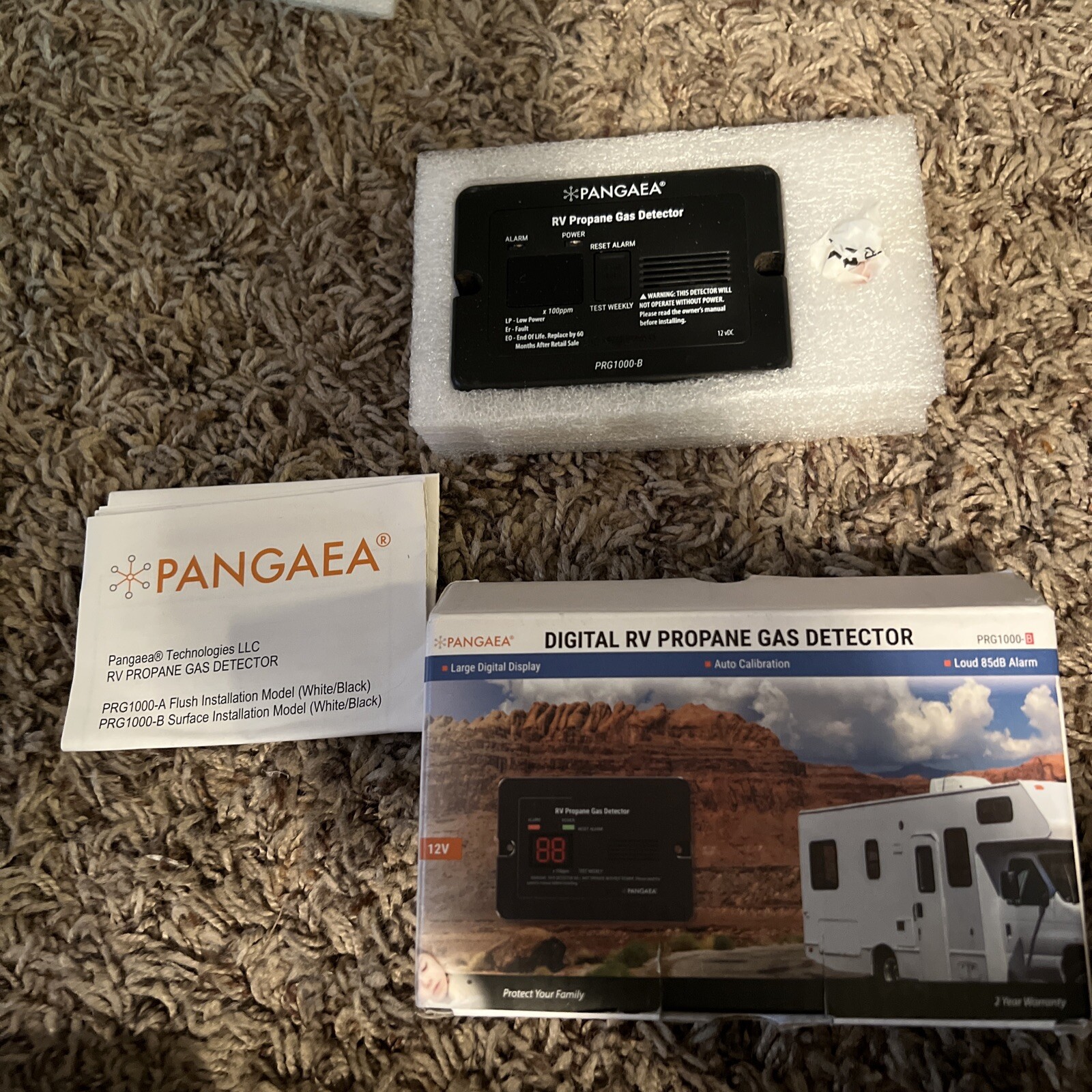PANGAEA Digital RV Propane Gas Detector with Loud 85dB Alarm 12vDC, LED Display