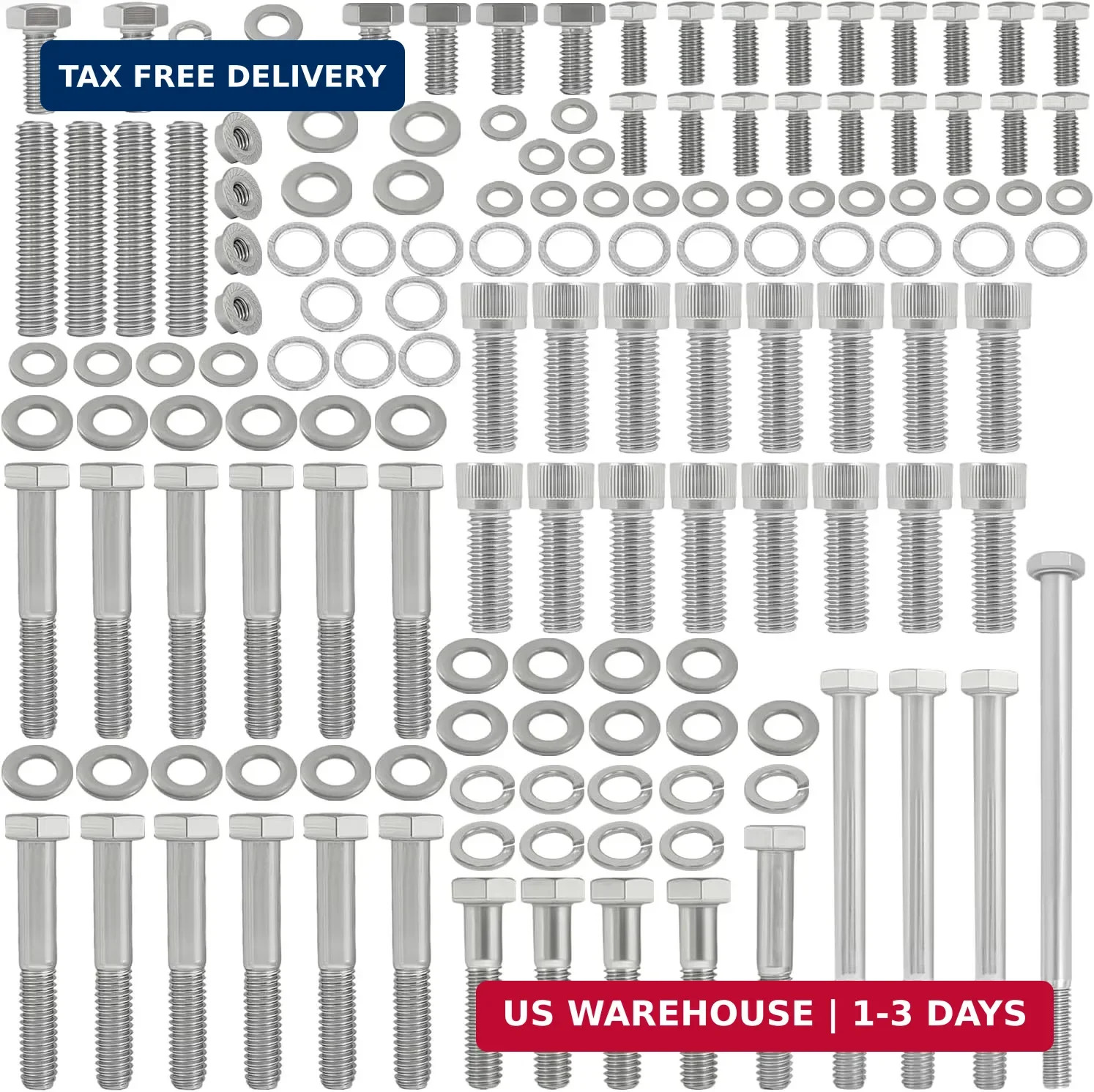 Stainless Steel Hex Bolt Kit for Ford 260 289 302 Engines – 228 Pcs Nuts & Bolts