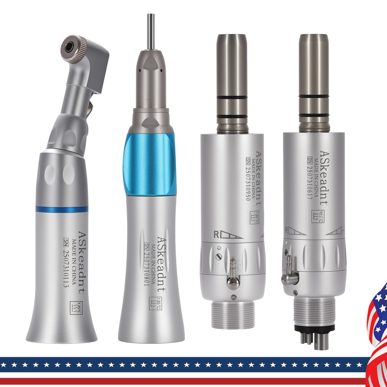 1-10 Dental Low Speed Handpiece Contra Angle Straight Air Motor Micromotor 2/4H