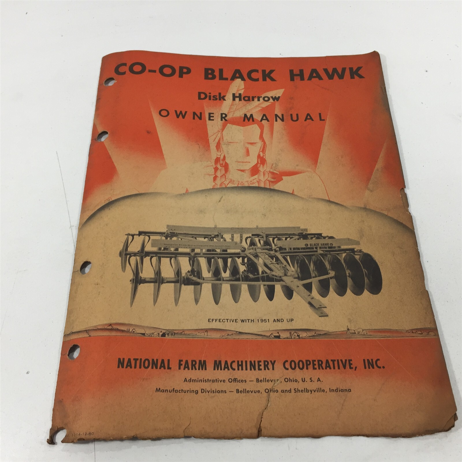 Genuine 1951 CO-OP Black Hawk Disc Harrow Owners Manual