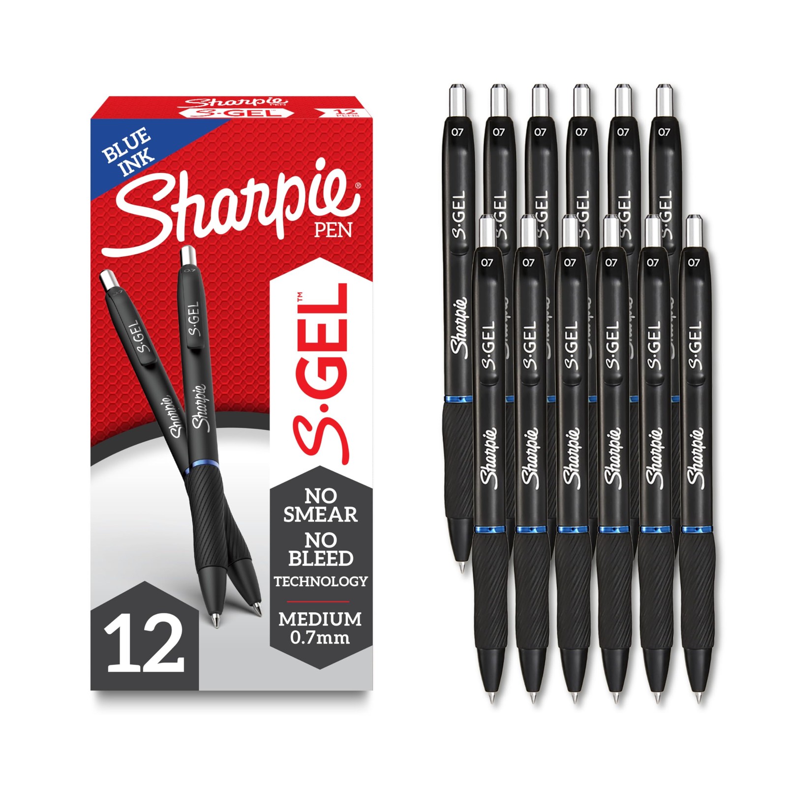 S-Pens, Medium Point (0.7mm), Blue Ink, 12 Count – Ideal for Writing, Journal…