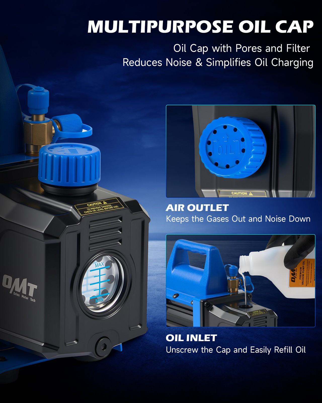 Rotary Vane Deep Vacuum Pump HVAC AC Air Tool R410a R134 W/Free Oil 4CFM 1/3HP