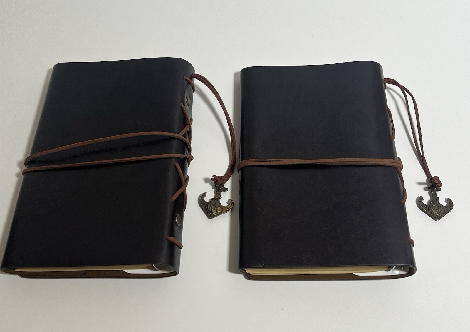 Vintage Leather Journal Notebook Lot Of 2 Nautical Compass Anchor BLANK – READ*