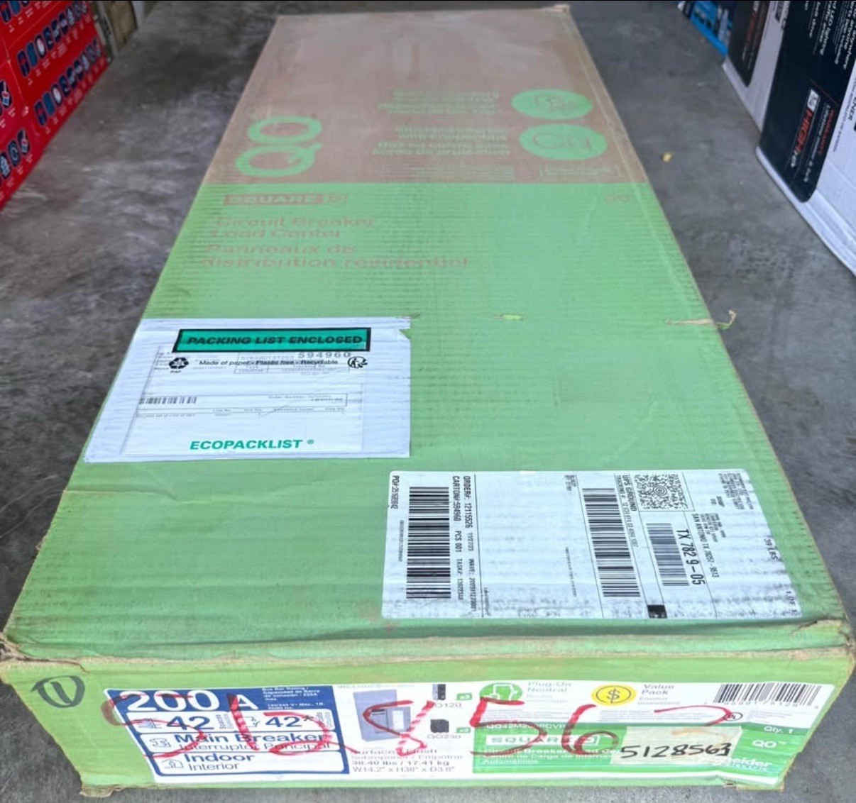Square D QO Series Load Center Main Breaker 200 Amp 42 Space 42 Circuit Plug On