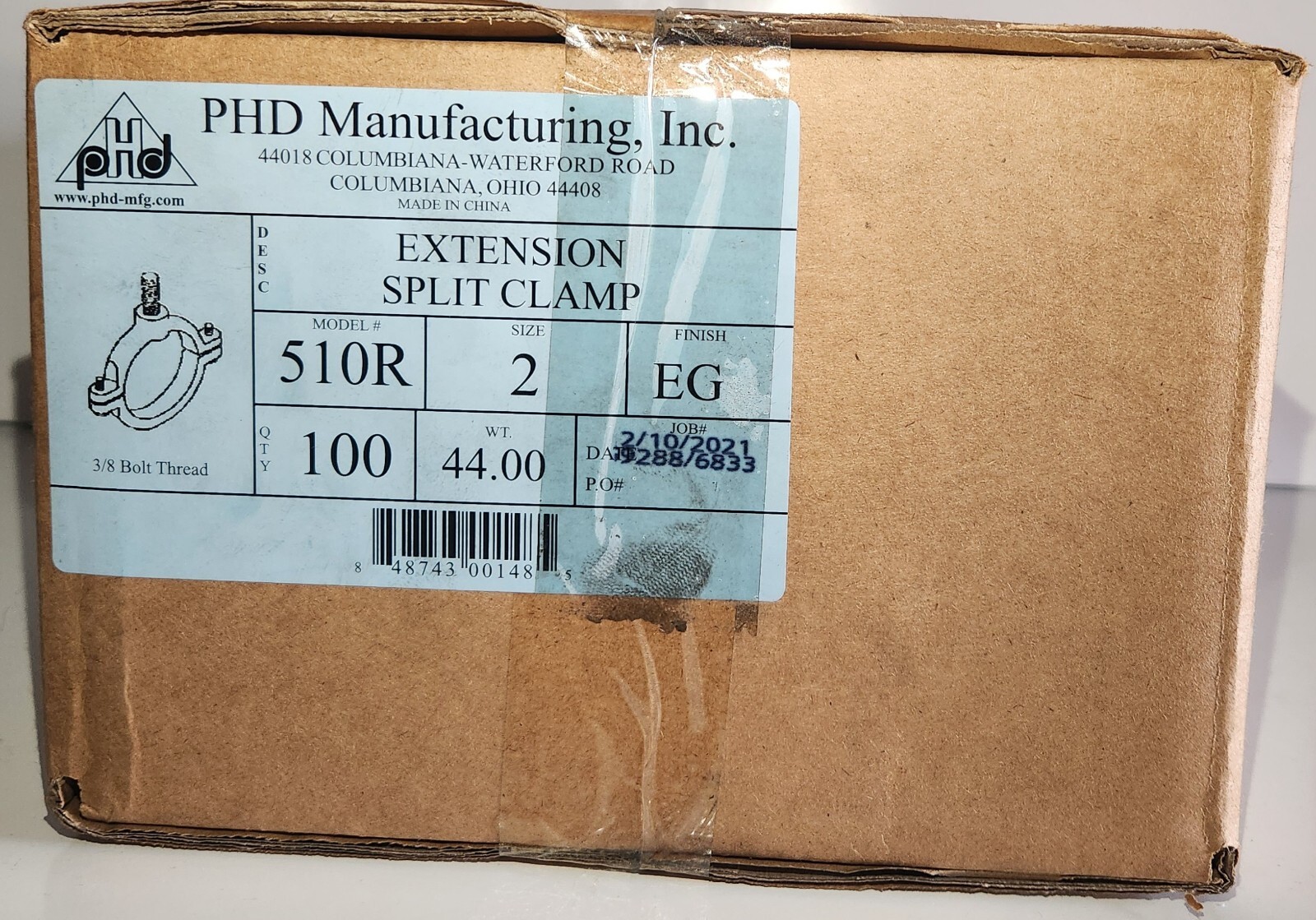 2″EXTENSION ESPLIT CLAMP GALVANIZED-SKU 510R-2″EG-PHD (ONLY SALE BOX OF 100 PCS)