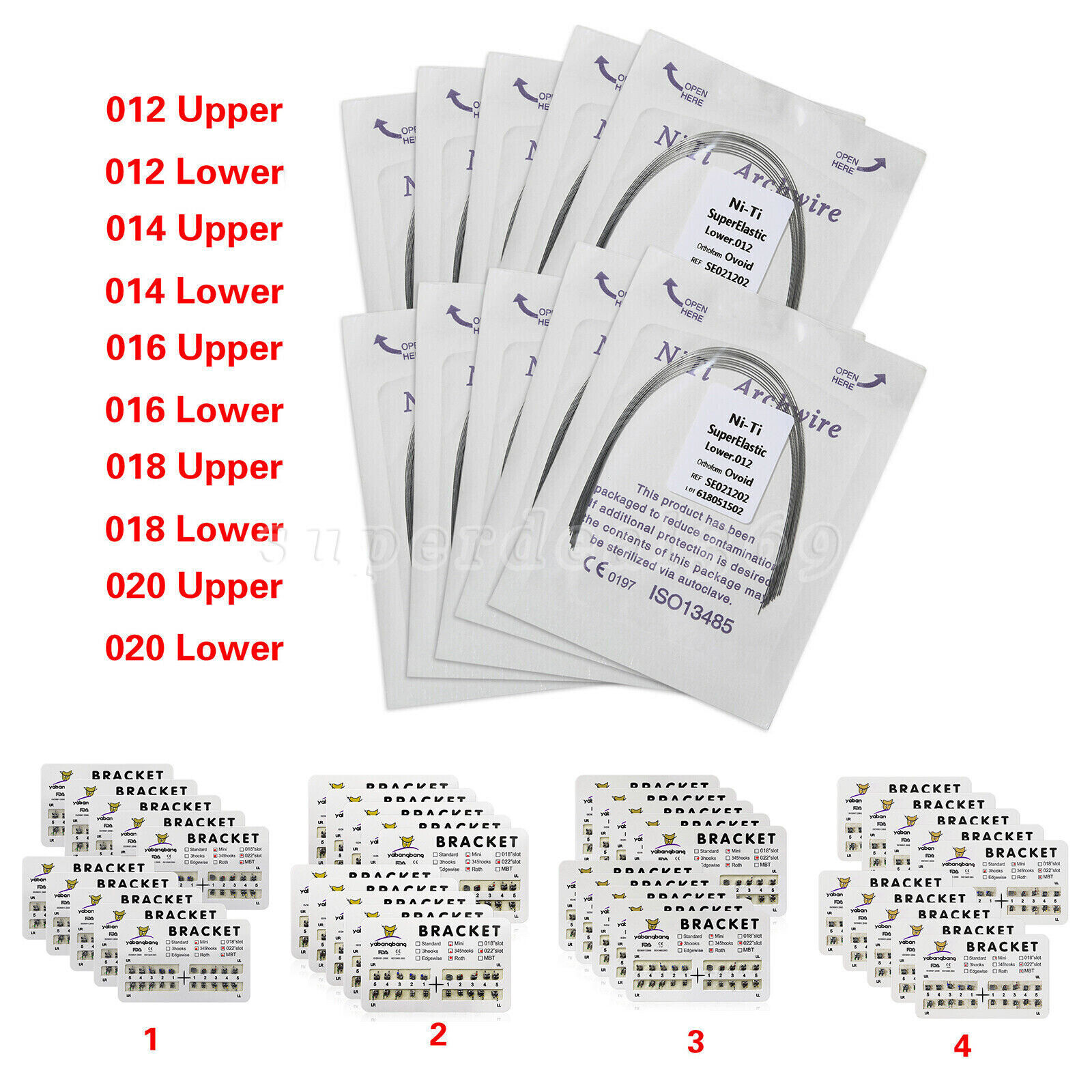 Dental Orthodontic Mini/Standard Bracket Braces / Elastic Niti Arch Wires sa