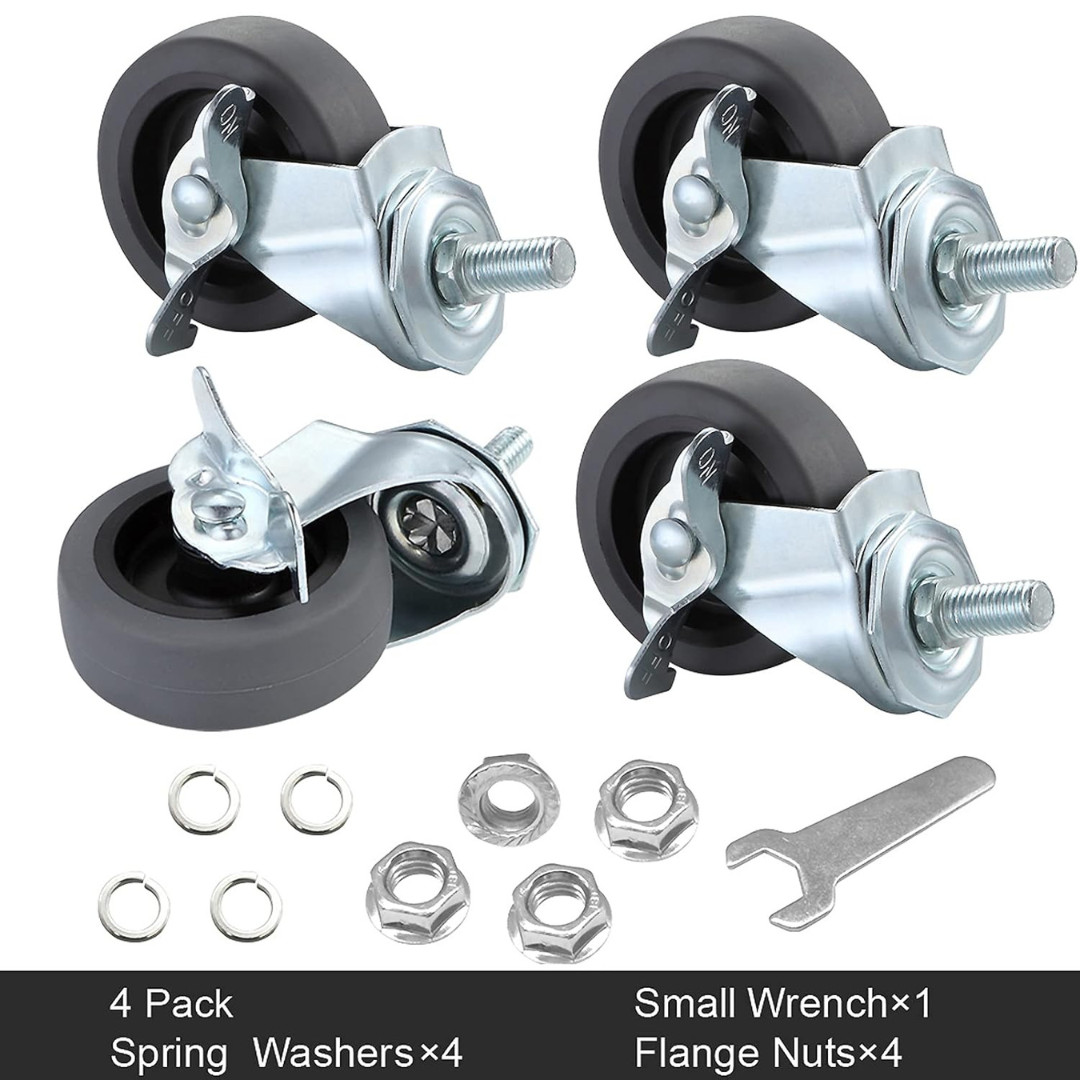 3 Inch Caster Wheels Threaded Stem Casters Set of 4 Heavy Duty Swivel Wheel