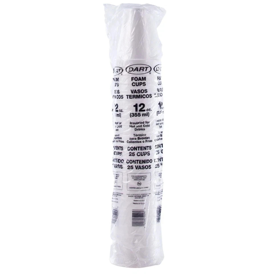 Dart 12J12 Foam Cup 12 oz Insulated White Disposable Drink Cup 1,000/Case