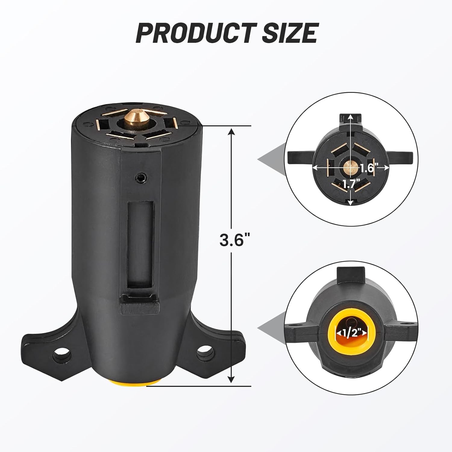 7 Way Round 7 Pin Trailer Plug Male End Splice-in Replacement Trailer Side