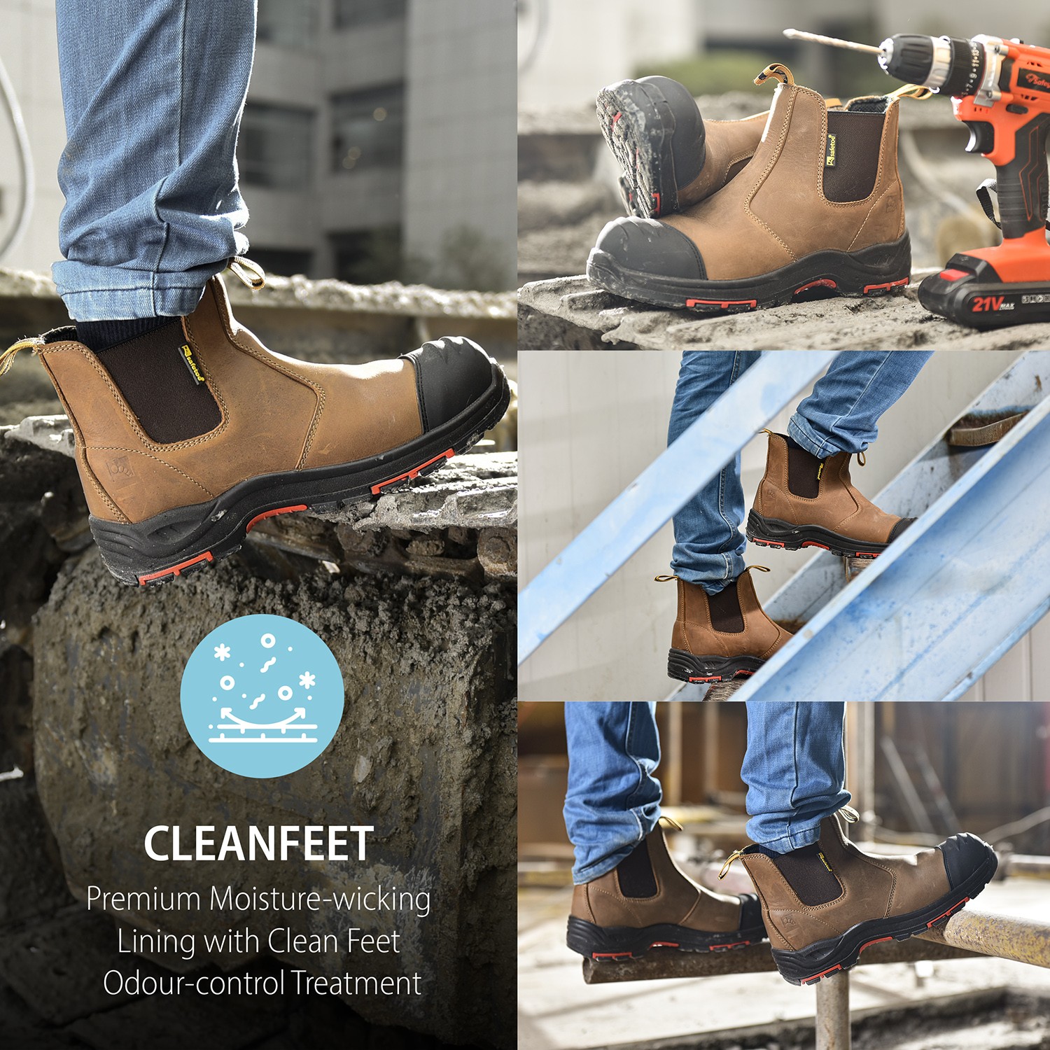 SAFETOE Men’s Composite Toe Chelsea Boots – Slip On Water Resistant ASTM F2413