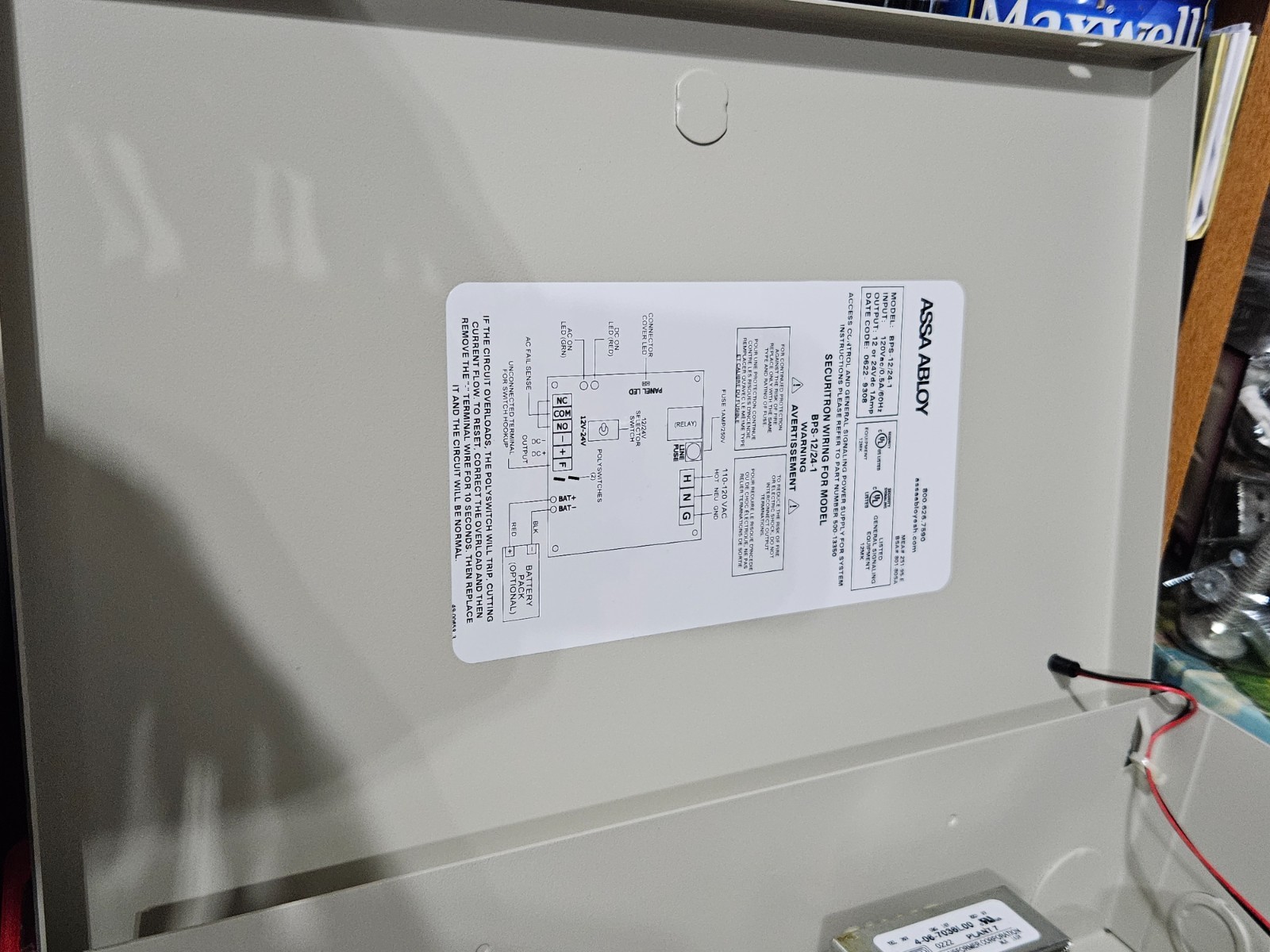 Securitron BPS-12/24-1 Dual Voltage Power Supply ASSA ABLOY New