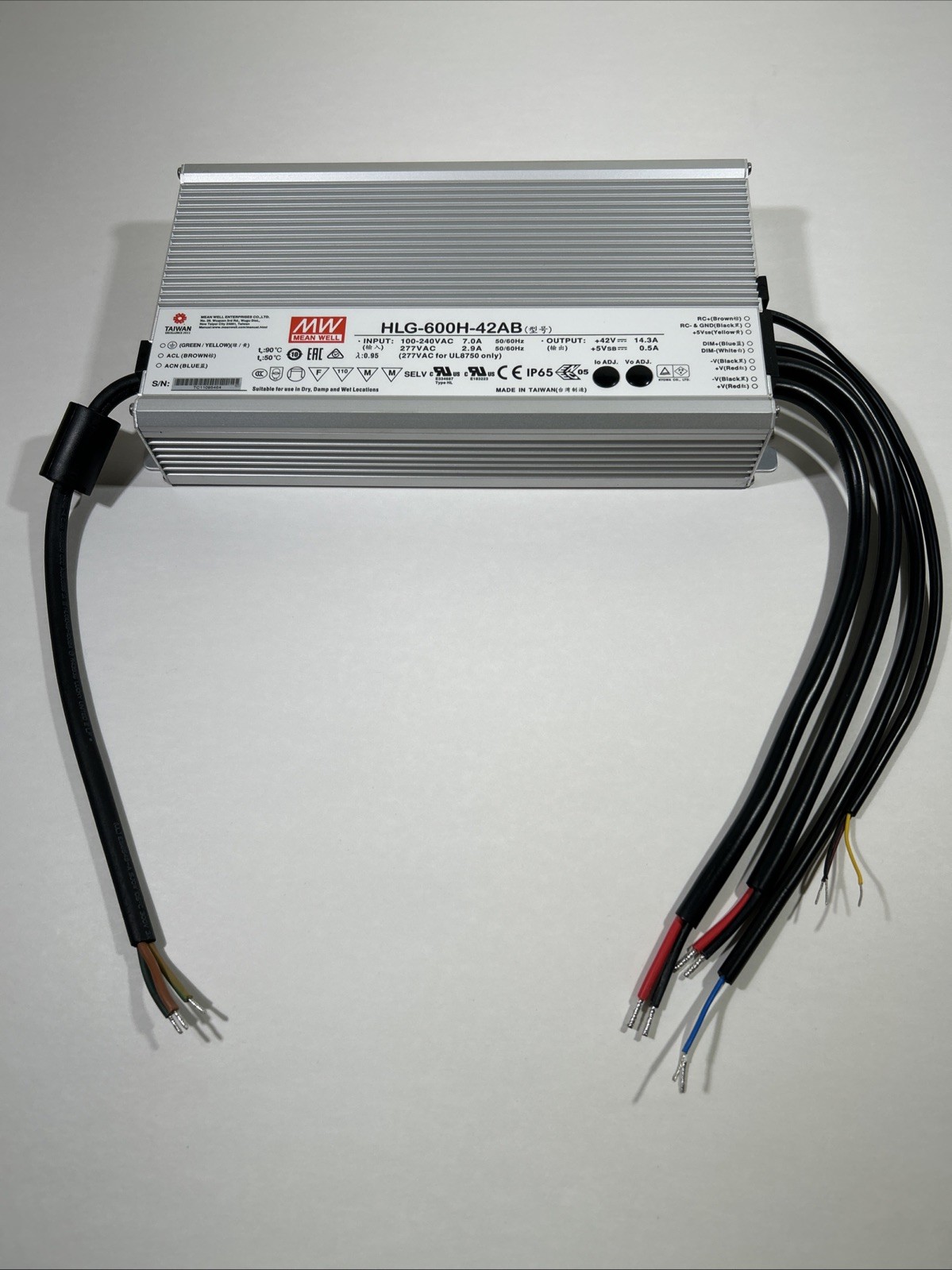 Mean Well HLG-600H-42AB Power Supply 600W 42V – Adjustable Dimmable