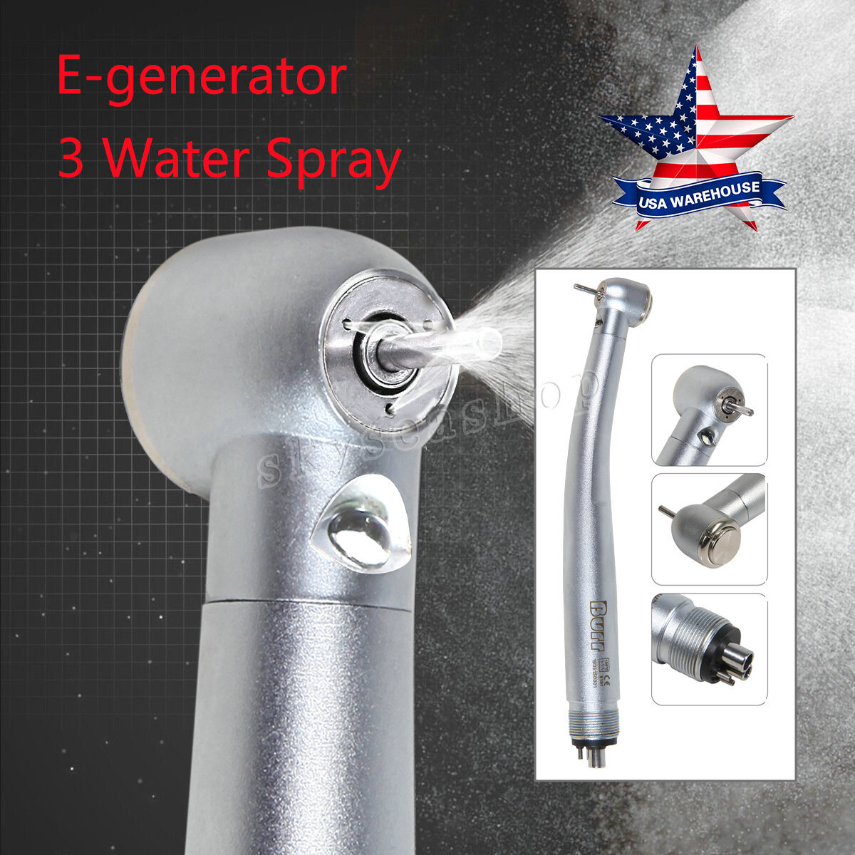 NSK Style Dental Fiber Optic LED E-generator High Speed Handpiece Turbine 4 HOLE