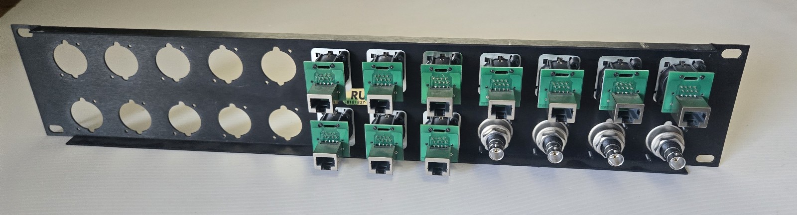 Neutrik NBB75DFI D BNC & NE8FDP Ethernet RJ45 Connector Riedel Rack Mount Panel