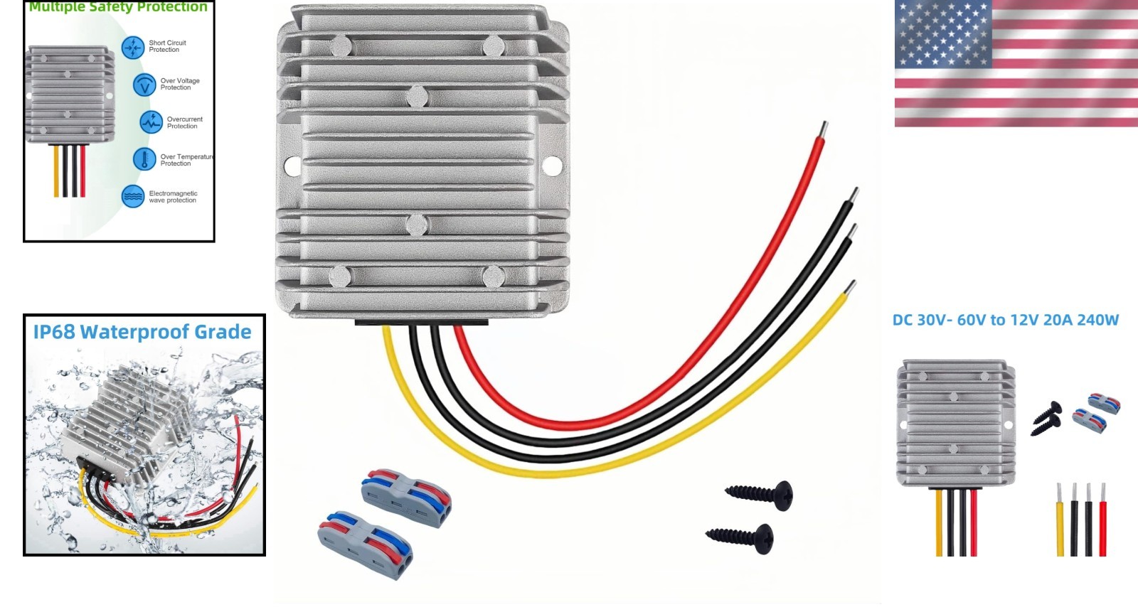 Compact 48V to 12V Converter with Rating – Ideal for RVs and Golf Carts