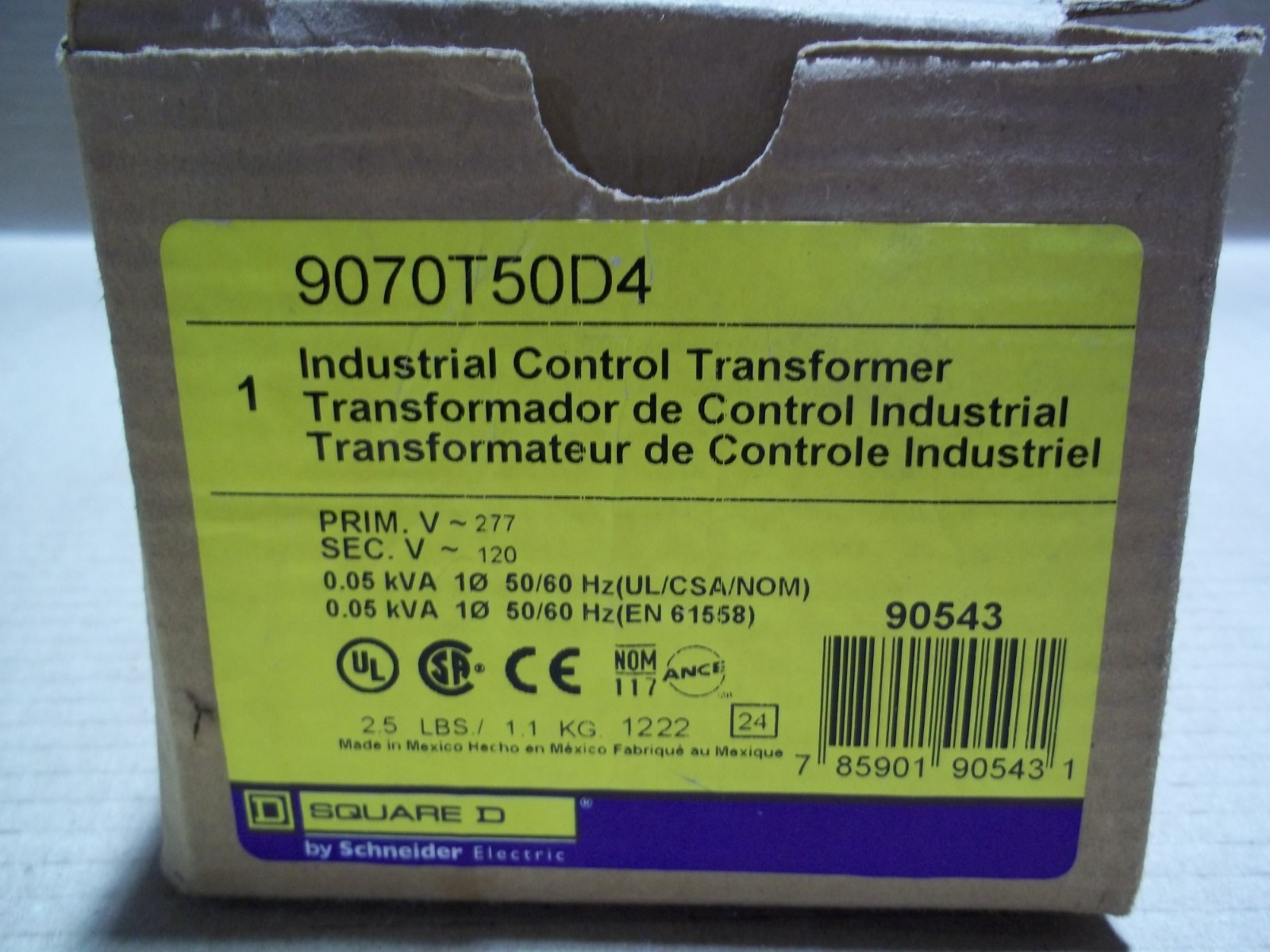 New Square D 9070T50D4 50 VA Industrial Control Transformer 277 V-120V #18
