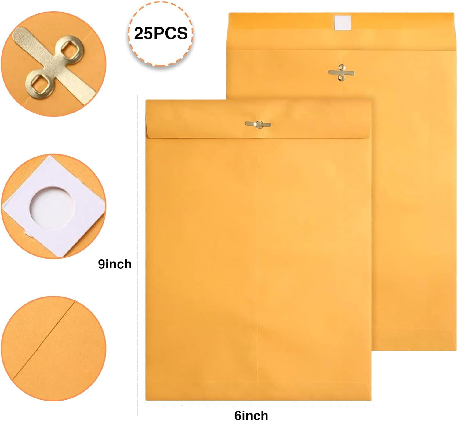 6X9Inches Clasp Envelopes,100Gsm Heavy Kraft Paper,Manilla Envelopes Clasp Envel