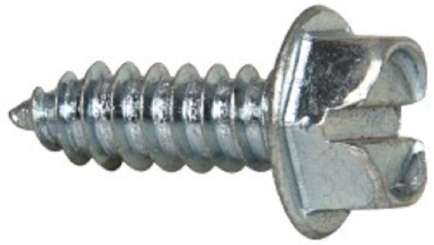 #12 x 1-1/2 Slotted Indented Hex Washer Head Sheet Metal Screw Zinc (50) Type AB