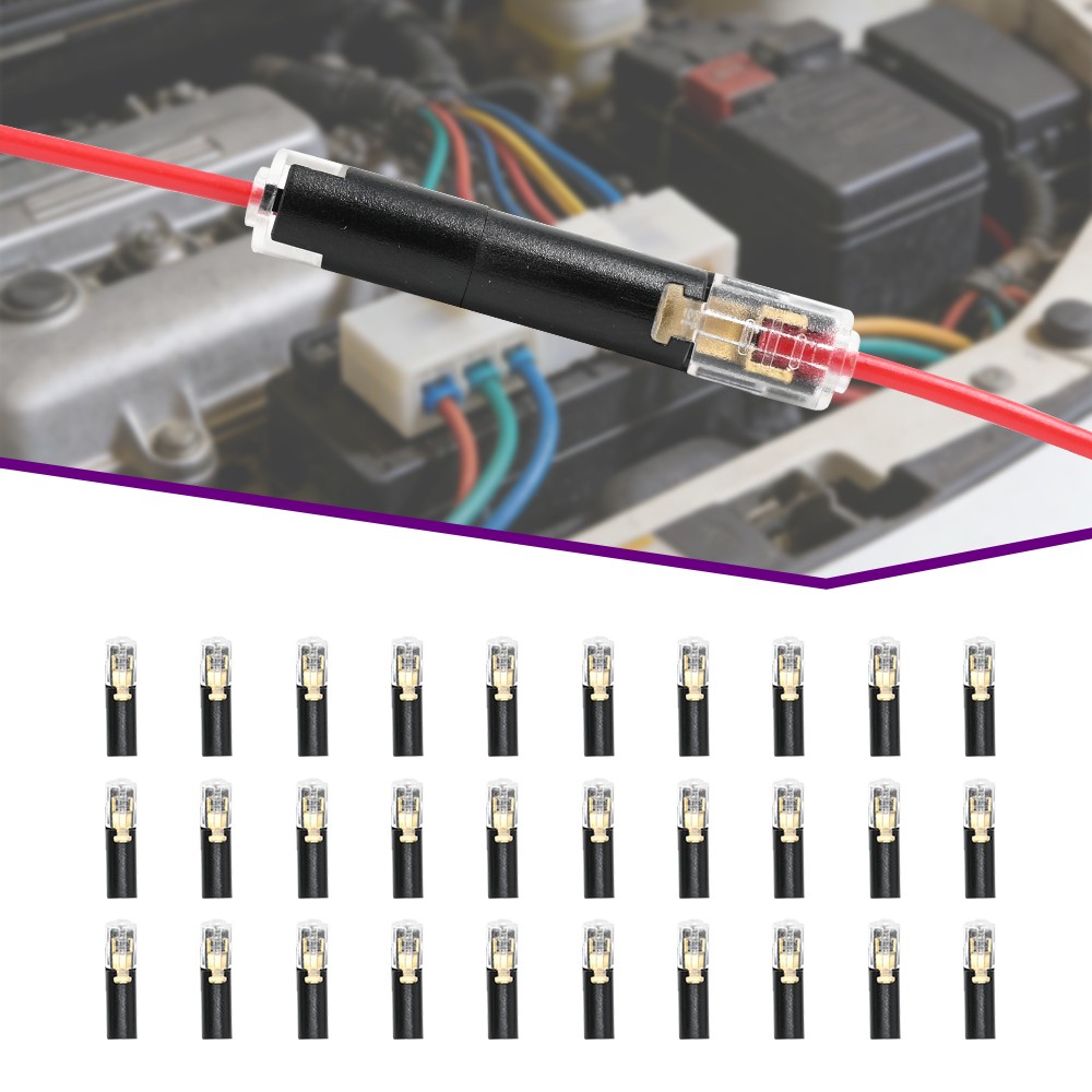 30pcs Double-Wire Plug-in Connector, Cable Clamp with Locking Buckle, AWG 18-22