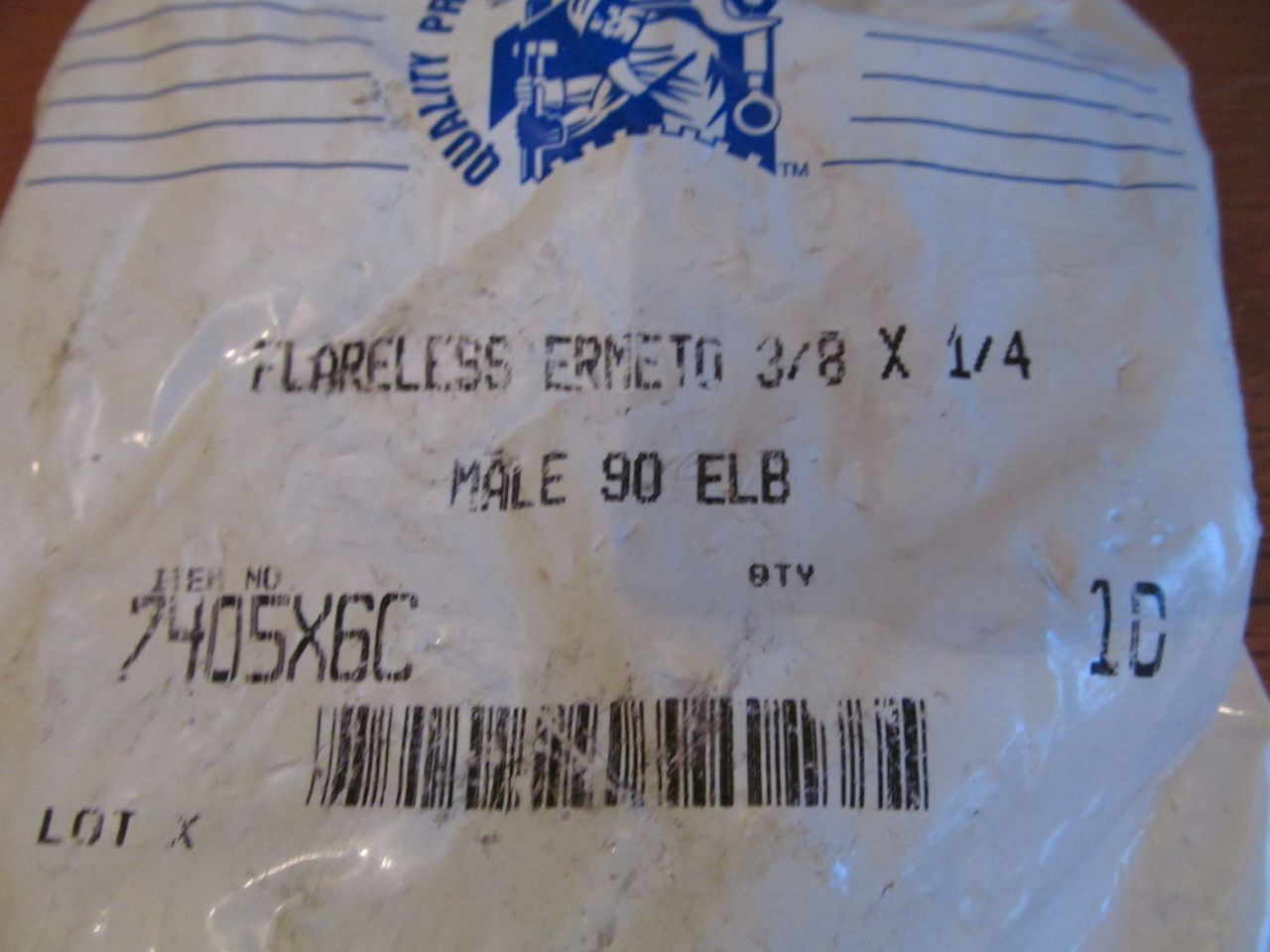 Pk of 10 Barnes 90 deg FITTINGS Flareless 3/8 comp X 1/4 pipe #7405X6C (AM-62)